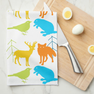 Linge De Cuisine Vintage Moderne Animaux forestiers Fox Motif