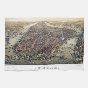 Linge De Cuisine Vintage New York City, Manhattan, Brooklyn Bridge