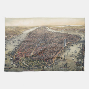 Linge De Cuisine Vintage New York City, Manhattan, pont de Brooklyn