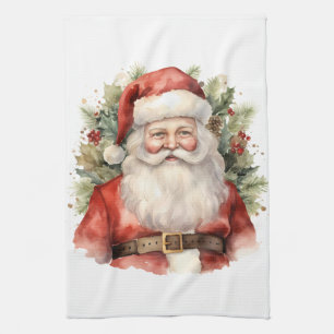 Linge De Cuisine Vintage Noël Père Noël Souriant