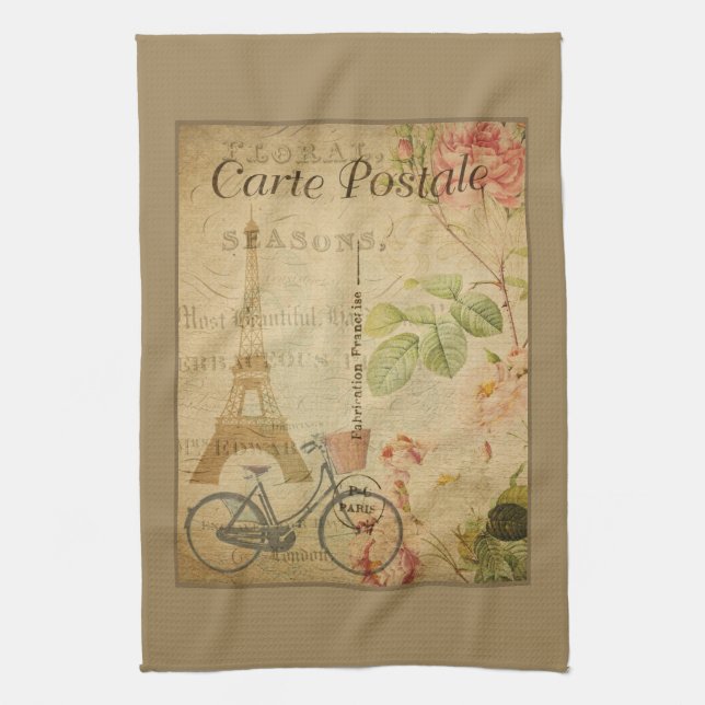 Linge De Cuisine Vintage Parisien Avec Tour Eiffel (Vertical)
