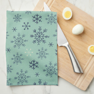Linge De Cuisine vintage Retro Feu de neige Blue neige hiver vacanc
