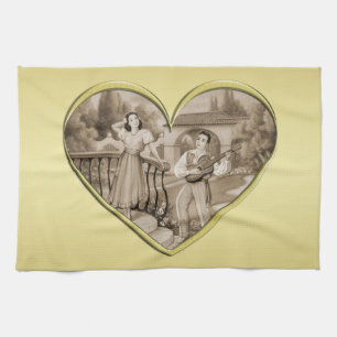 Linge De Cuisine Vintage Romance couple, homme et femme, or