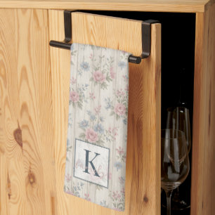 Linge De Cuisine Vintage Rustique Shabby Chic Floral sur Bois Maiso