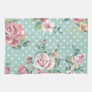 Linge De Cuisine Vintage shabby chic floral turquoise rose girly