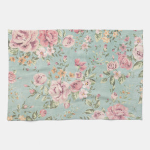 Linge De Cuisine Vintage shabby chic floral turquoise rose girly él