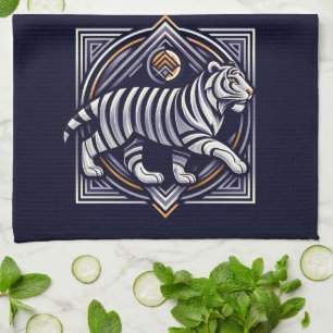 Linge De Cuisine Vintage Tiger Bleu Marine