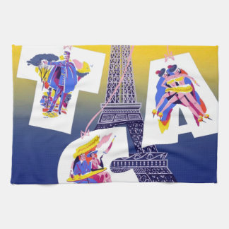 Linge De Cuisine Vintage Tour Eiffel Paris Air Travel Publicité