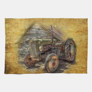 Linge De Cuisine Vintage tracteur de ferme Old Barn Shed