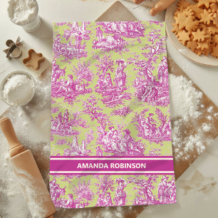 Linge De Cuisine Vintage vert rose de jouy imprimé