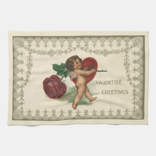 Linge De Cuisine Vintage victorien Saint-Valentin chérubin, rose et
