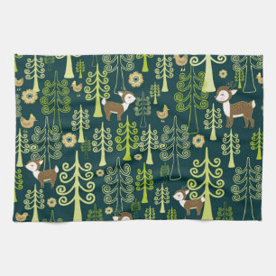 Linge De Cuisine Vintages épinettes, cerfs motifs.