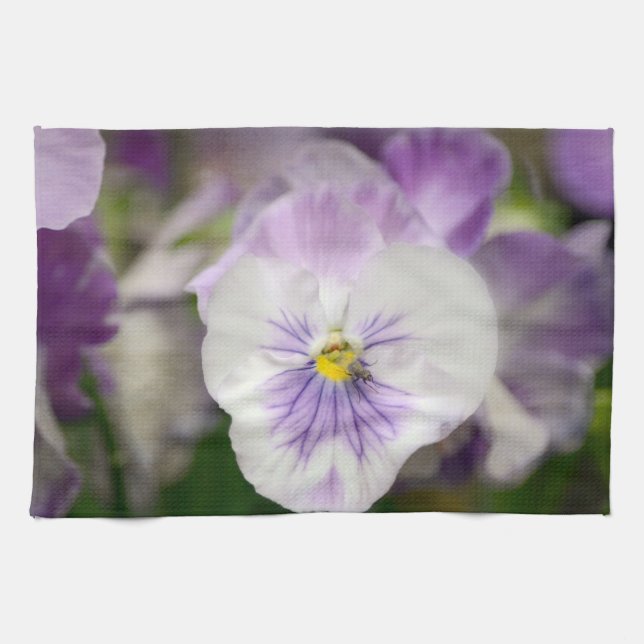 Linge De Cuisine Violas violets et blancs par Shirley Taylor (Horizontal)