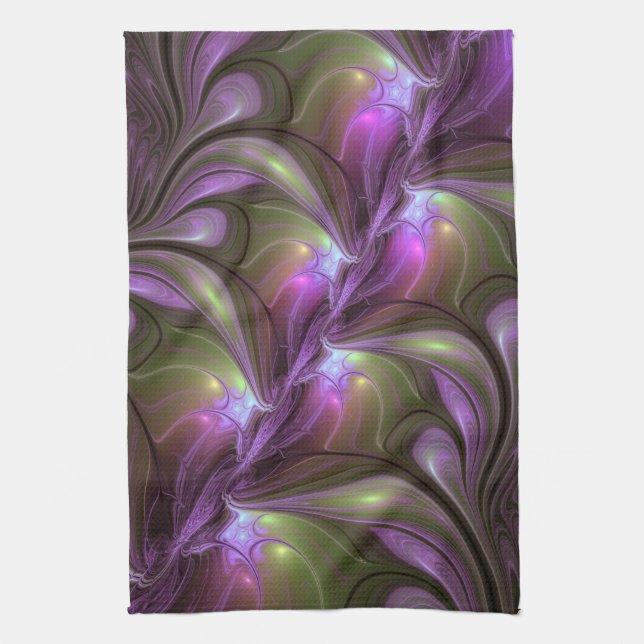 Linge De Cuisine Violet Abstrait violet violet kaki fractal (Vertical)