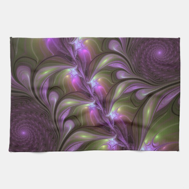 Linge De Cuisine Violet Abstrait violet violet kaki fractal (Horizontal)