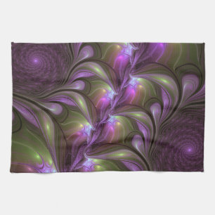 Linge De Cuisine Violet Abstrait violet violet kaki fractal