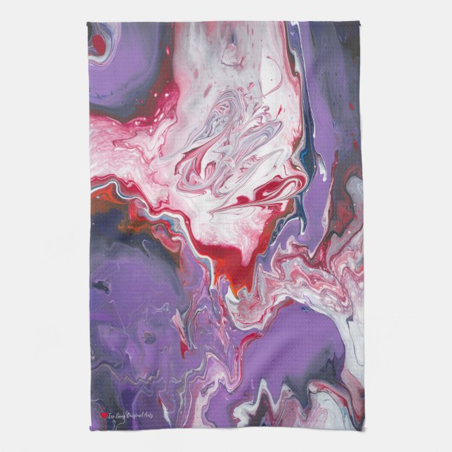 Linge De Cuisine Violet bleu rouge orange blanc Abstrait (Vertical)