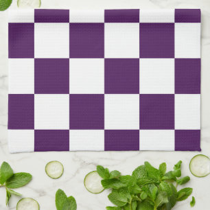 Linge De Cuisine Violet et blanc à carreaux