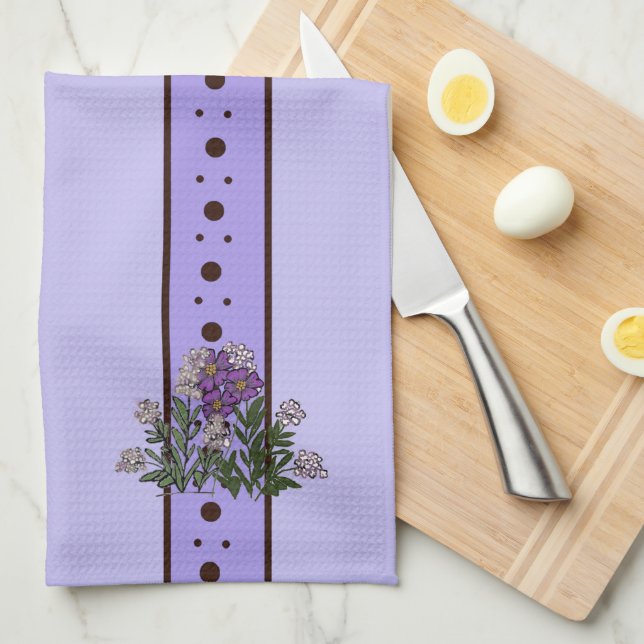 Linge De Cuisine Violet Purple flowers Relax Cup kitchen towel (Quart Plié)