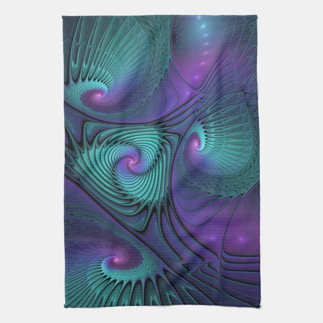 Linge De Cuisine Violet rencontre Turquoise moderne art fractal abs (Vertical)