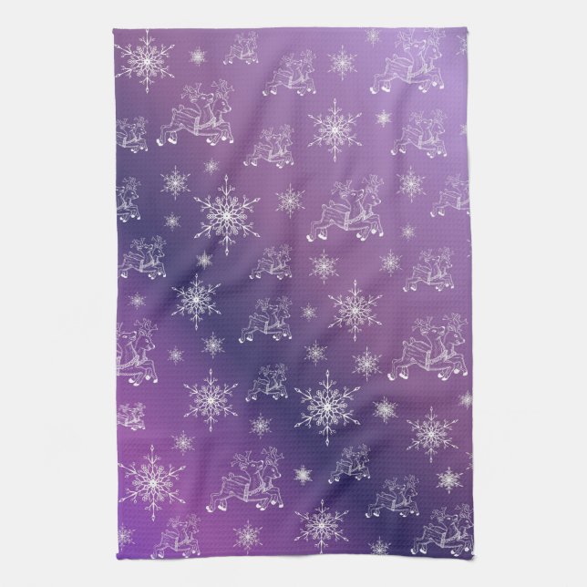 Linge De Cuisine violet, rennes, étoile, étoiles, flocon de neige,  (Vertical)