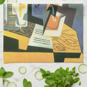 Linge De Cuisine Violon et verre par Juan Gris, Cubisme vintage