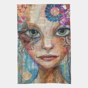 Linge De Cuisine Visage de collage de scrapbook vintage (3)
