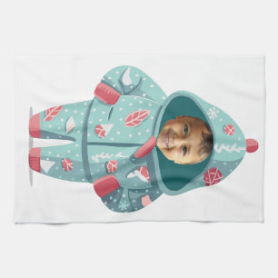 Linge De Cuisine Visage de garçon de Noël Personnalisé