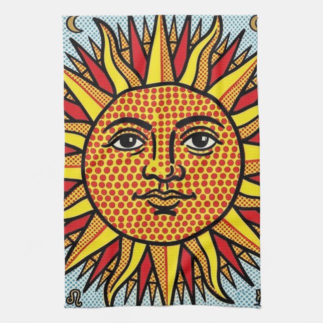 Linge De Cuisine Visage de soleil céleste dans le style de l'art po (Vertical)