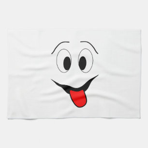 Linge De Cuisine Visage drôle - noir et rouge