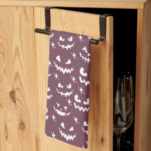 Linge De Cuisine Visages de Citrouille Creepy Jack-O' Lantern Viole