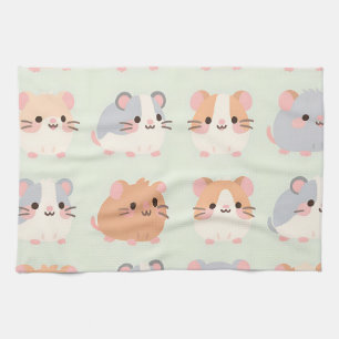 Linge De Cuisine Visages de hamster mignons motif pastel kawaii