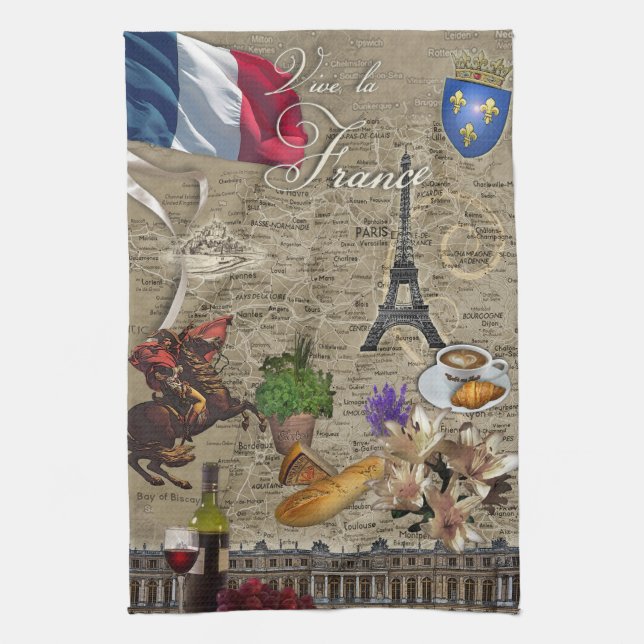 Linge De Cuisine Vive la France Kitchen Towel (Vertical)