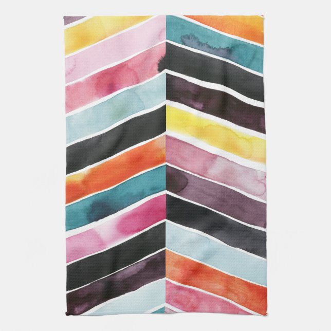 Linge De Cuisine Vivid aquarelle Chevron I (Vertical)