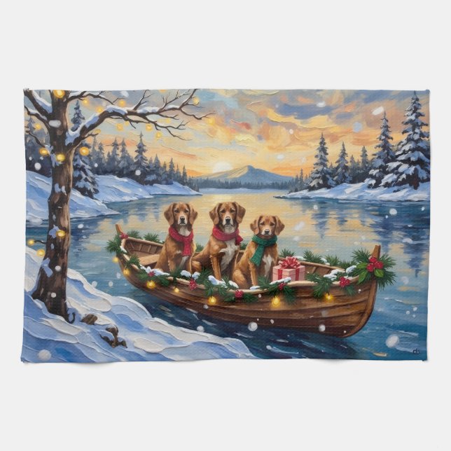Linge De Cuisine Vizsla Christmas Boat Holiday (Horizontal)