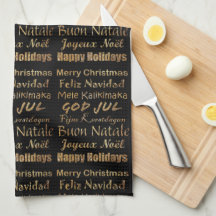 Vœux de Noël en paillettes dorées multilingues 