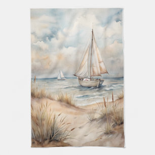 Linge De Cuisine Voile paisible Watercolor Côte