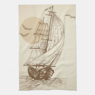 Linge De Cuisine Voilier vintage