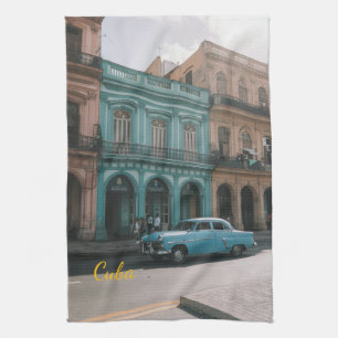 Linge De Cuisine Voiture Américaine Vintage Turquoise La Havane Cub