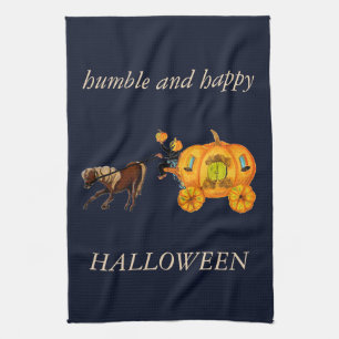 Linge De Cuisine Voiture Citrouille Halloween humble et heureux