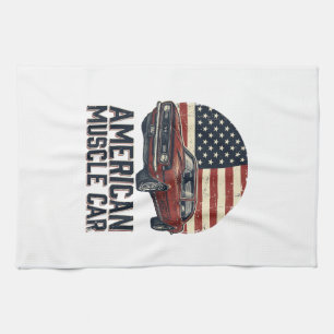 Linge De Cuisine Voiture Musclée Américaine Vintage Drapeau Chemise