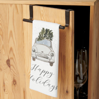 Linge De Cuisine Voiture Vintage Joyeuse Vacances