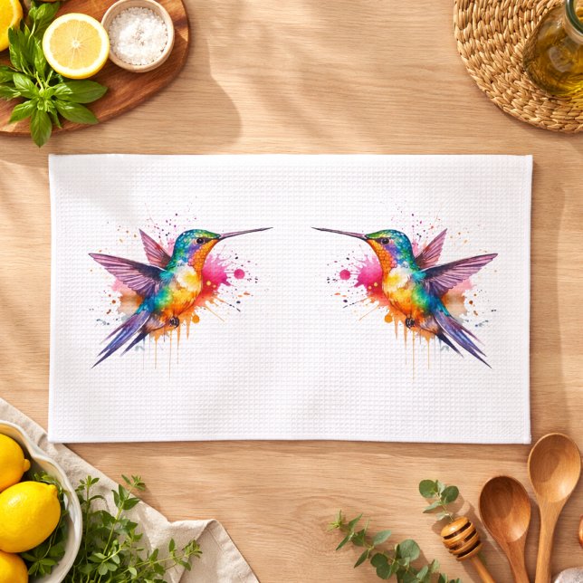 Linge De Cuisine Vol coloré, colibri aquarelle (Créateur téléchargé)