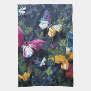Linge De Cuisine Vol de papillon abstrait vibrant (1)