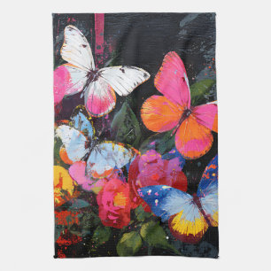 Linge De Cuisine Vol de Papillon Abstrait Vibrant (10)