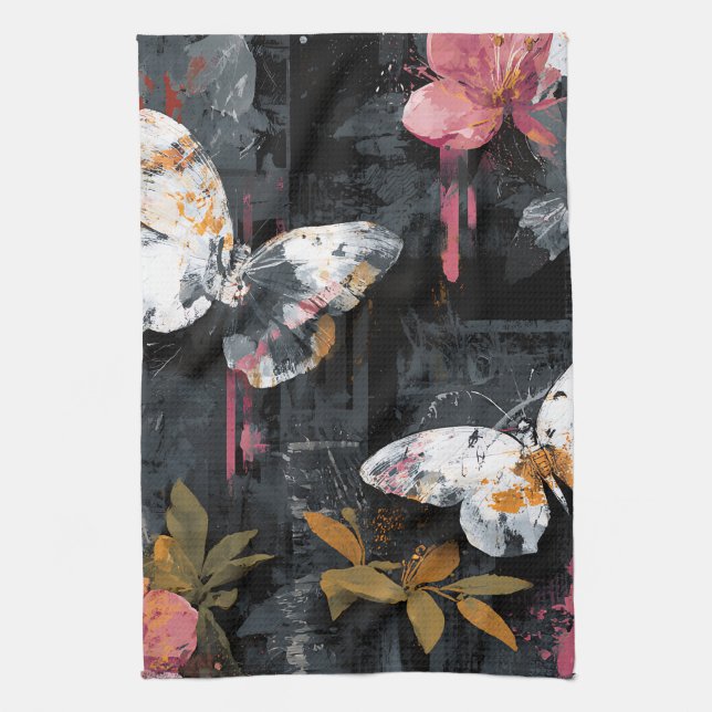 Linge De Cuisine Vol de Papillon Abstrait Vibrant (3) (Vertical)