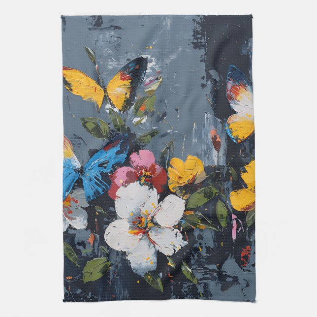 Linge De Cuisine Vol de Papillon Abstrait Vibrant (9) (Vertical)