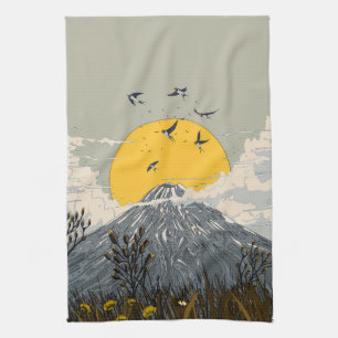 Linge De Cuisine Volcan de montagne fleurie sauvage