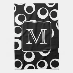 Linge De Cuisine Votre lettre. Monogramme noir et blanc. Motif