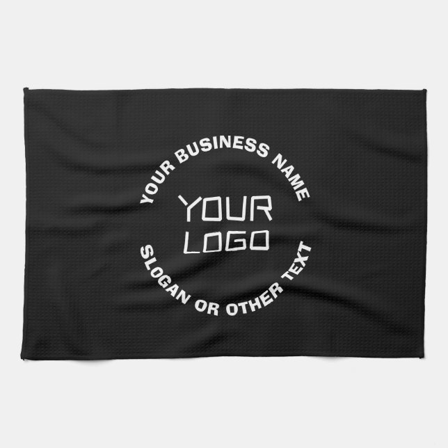 Linge De Cuisine Votre logo ou image et texte modifiable | Noir & B (Horizontal)